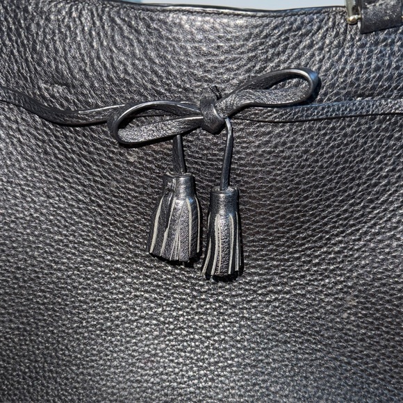 Kate Spade NY Black Pebbles Leather Satchel Shoulder Crossbody Bag Tassel Bow - Picture 4 of 17